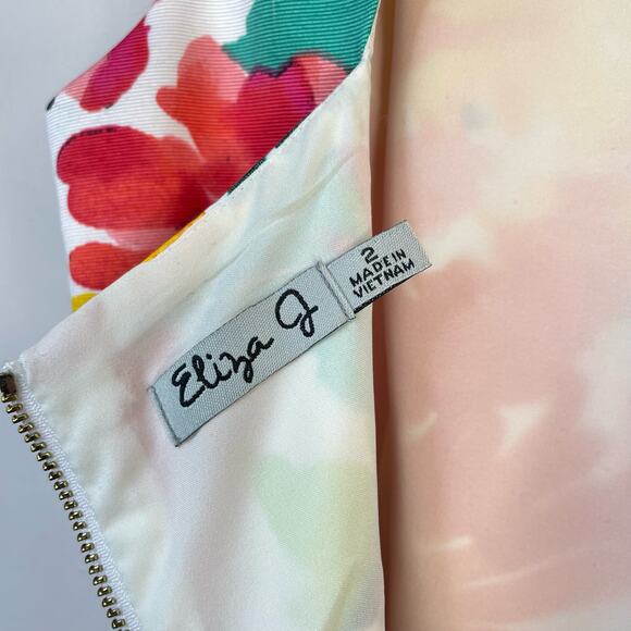 Eliza J Floral Fit and Flare Faille Sleeveless Open Back Classic Dress womens 2 - Picture 13 of 14